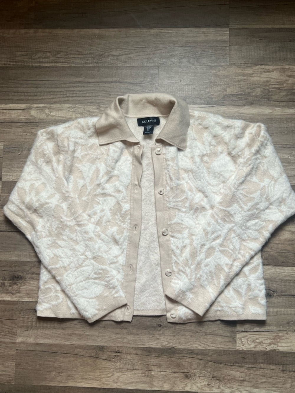 Bailey 44 Cream Patterned Knit Button-Front Sweater NWOT